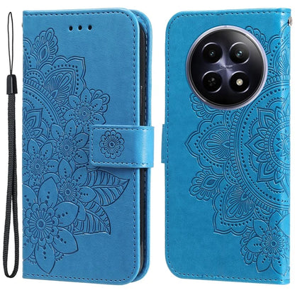 For Realme 12 5G Case Flower Pattern Wallet Stand PU Leather Phone Cover