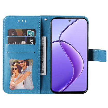 For Realme 12 5G Case Flower Pattern Wallet Stand PU Leather Phone Cover