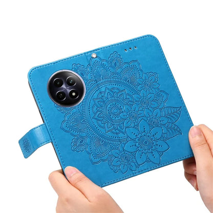 For Realme 12 5G Case Flower Pattern Wallet Stand PU Leather Phone Cover