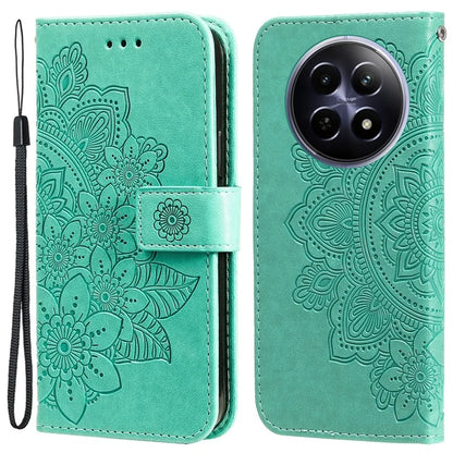 For Realme 12 5G Case Flower Pattern Wallet Stand PU Leather Phone Cover