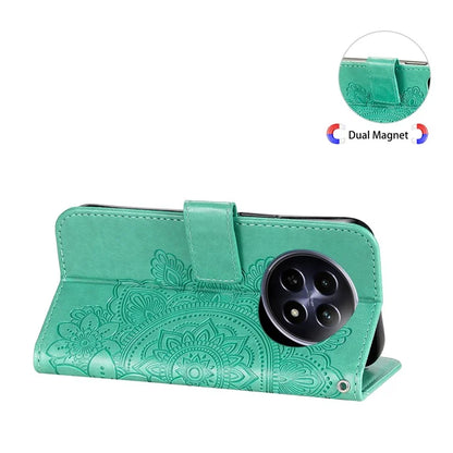 For Realme 12 5G Case Flower Pattern Wallet Stand PU Leather Phone Cover