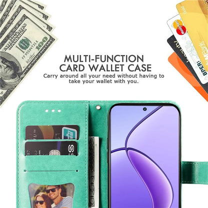 For Realme 12 5G Case Flower Pattern Wallet Stand PU Leather Phone Cover
