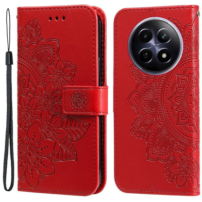 For Realme 12 5G Case Flower Pattern Wallet Stand PU Leather Phone Cover