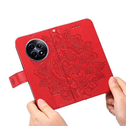 For Realme 12 5G Case Flower Pattern Wallet Stand PU Leather Phone Cover
