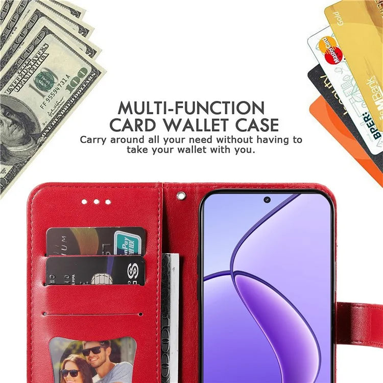 For Realme 12 5G Case Flower Pattern Wallet Stand PU Leather Phone Cover