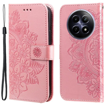 For Realme 12 5G Case Flower Pattern Wallet Stand PU Leather Phone Cover
