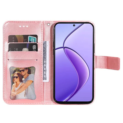 For Realme 12 5G Case Flower Pattern Wallet Stand PU Leather Phone Cover