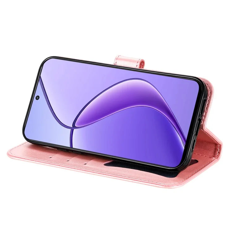 For Realme 12 5G Case Flower Pattern Wallet Stand PU Leather Phone Cover