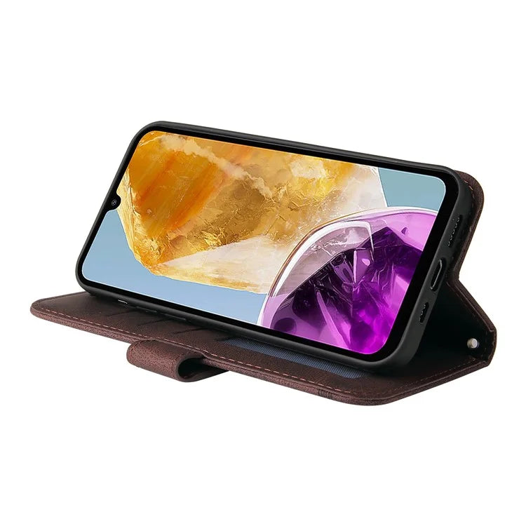 For Samsung Galaxy M15 5G / F15 5G Wallet Case Skin-touch Feel Leather Phone Cover