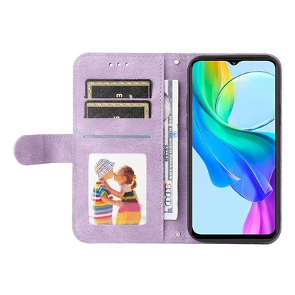 For vivo Y03 Case Skin-touch PU Leather Phone Stand Cover