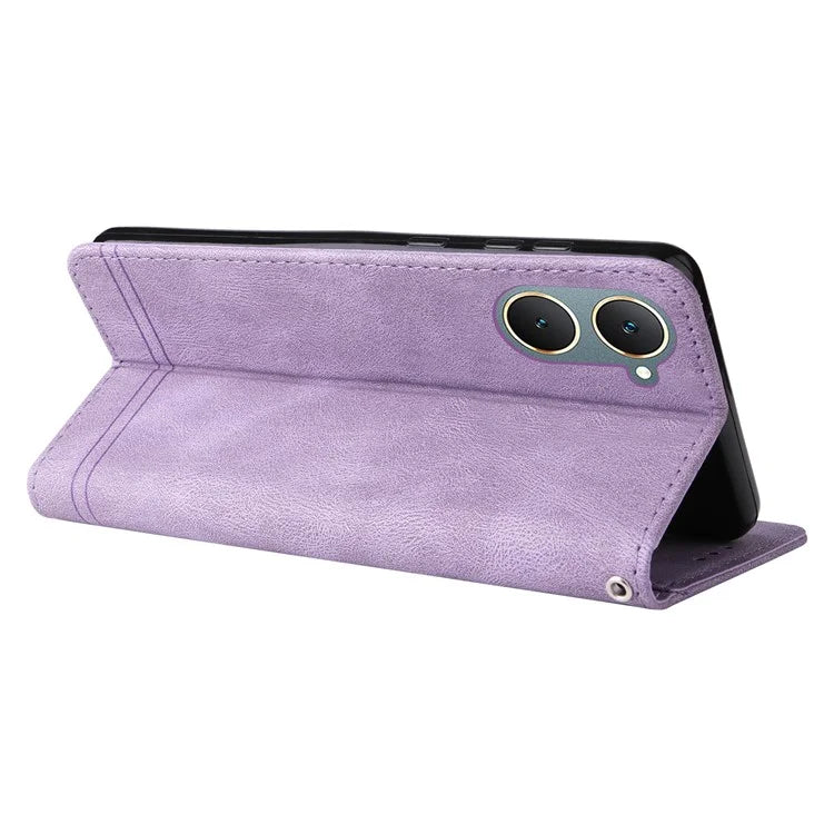 For vivo Y03 Case Skin-touch PU Leather Phone Stand Cover