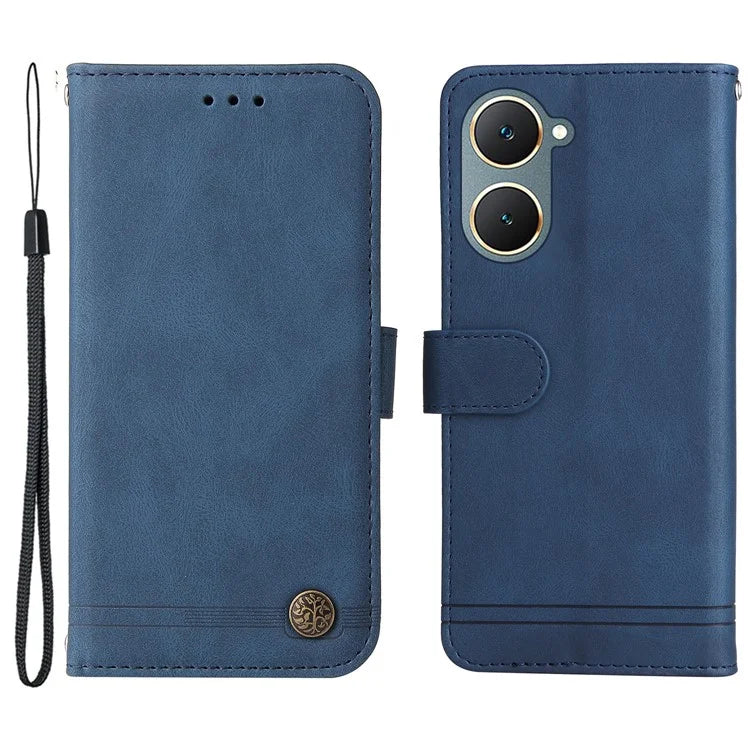 For vivo Y03 Case Skin-touch PU Leather Phone Stand Cover
