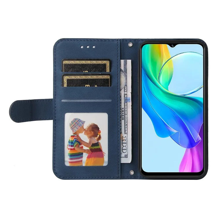 For vivo Y03 Case Skin-touch PU Leather Phone Stand Cover