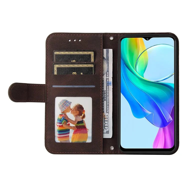 For vivo Y03 Case Skin-touch PU Leather Phone Stand Cover