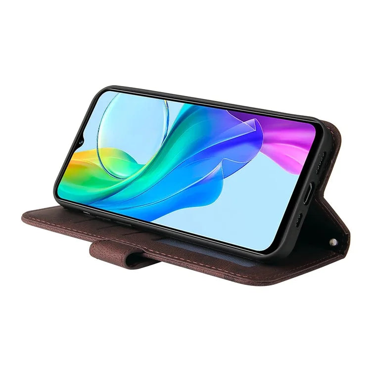 For vivo Y03 Case Skin-touch PU Leather Phone Stand Cover