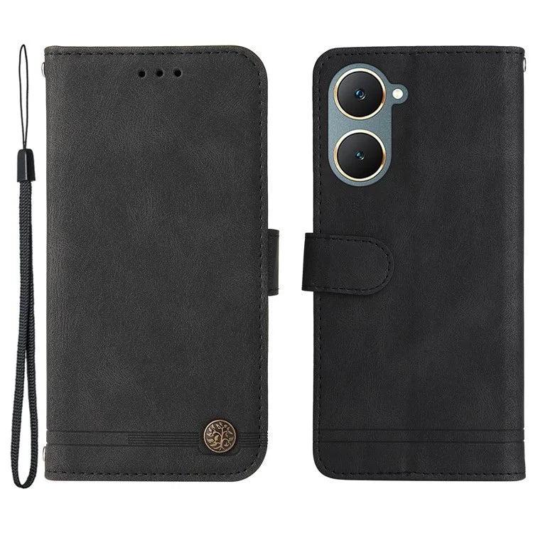 For vivo Y03 Case Skin-touch PU Leather Phone Stand Cover