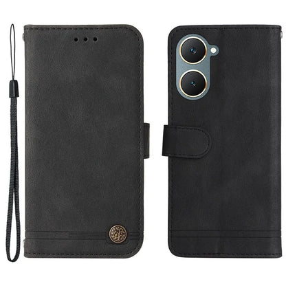 For vivo Y03 Case Skin-touch PU Leather Phone Stand Cover