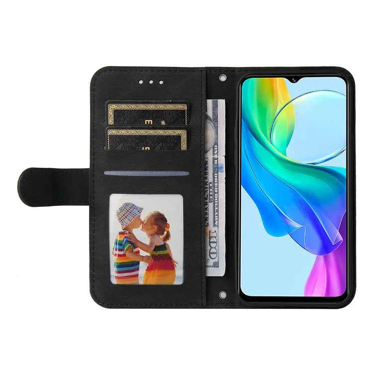 For vivo Y03 Case Skin-touch PU Leather Phone Stand Cover