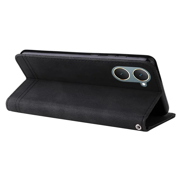 For vivo Y03 Case Skin-touch PU Leather Phone Stand Cover