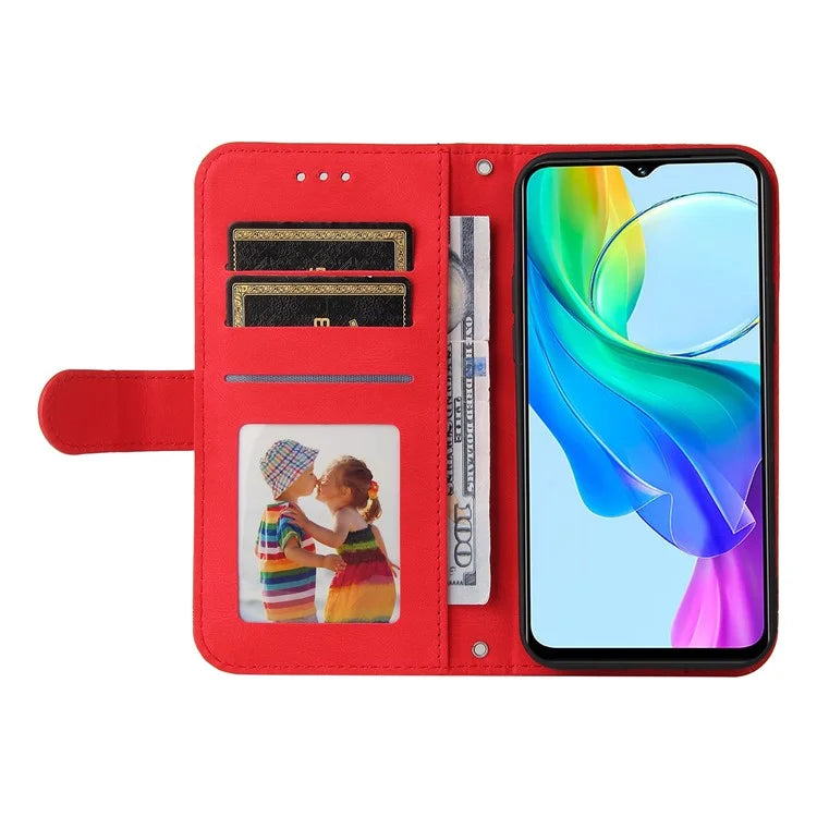 For vivo Y03 Case Skin-touch PU Leather Phone Stand Cover