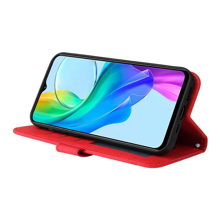 For vivo Y03 Case Skin-touch PU Leather Phone Stand Cover