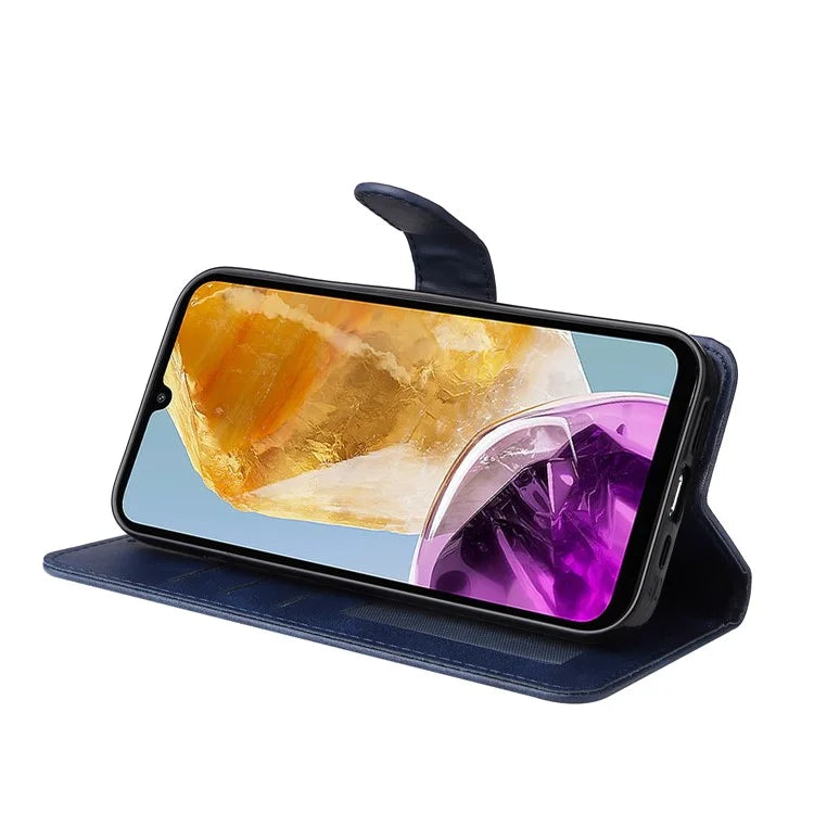 For Samsung Galaxy M15 5G / F15 5G Case PU Leather Phone Cover with Viewing Stand / 3 Card Holder