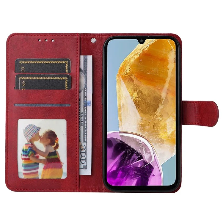 For Samsung Galaxy M15 5G / F15 5G Case PU Leather Phone Cover with Viewing Stand / 3 Card Holder