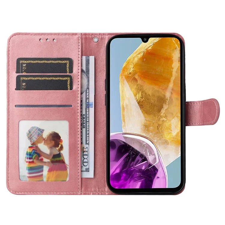 For Samsung Galaxy M15 5G / F15 5G Case PU Leather Phone Cover with Viewing Stand / 3 Card Holder