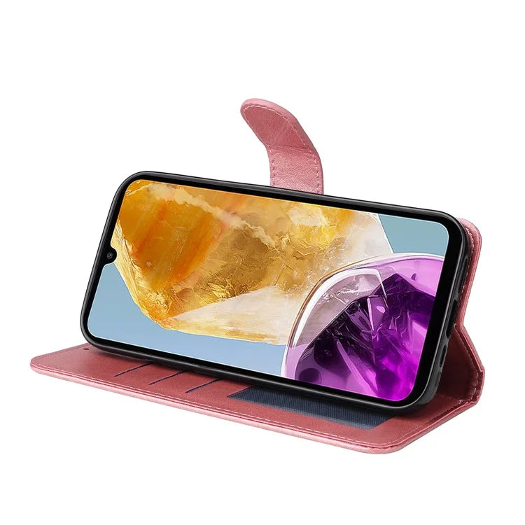 For Samsung Galaxy M15 5G / F15 5G Case PU Leather Phone Cover with Viewing Stand / 3 Card Holder