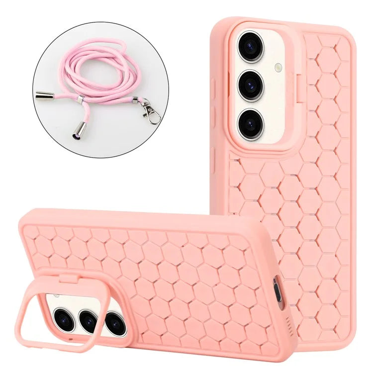 For Samsung Galaxy A55 5G Case Kickstand Magnetic TPU Phone Cover with Lanyard Heat Dissipation