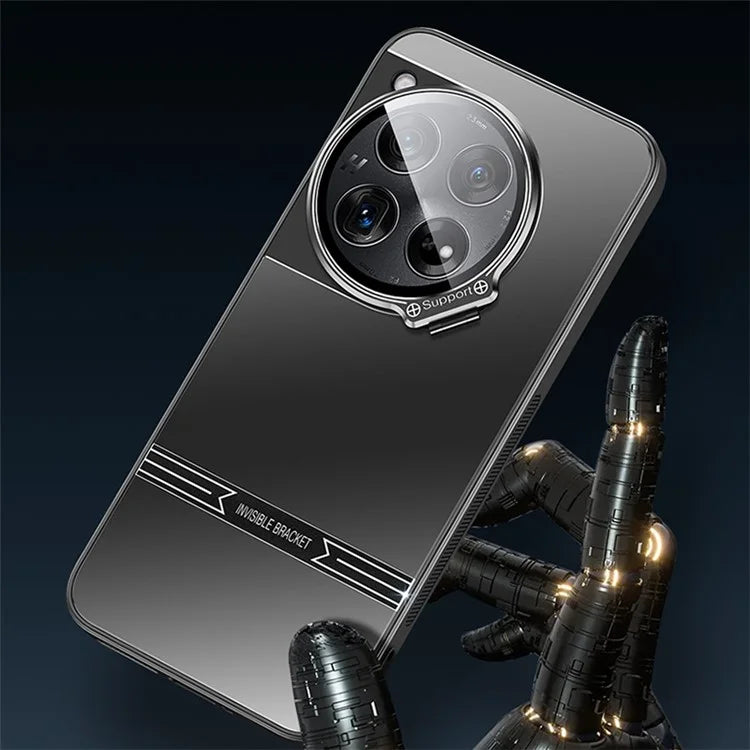 For OnePlus 12 5G Cell Phone Cases Matte PC+TPU Cover with Lens Frame Kickstand