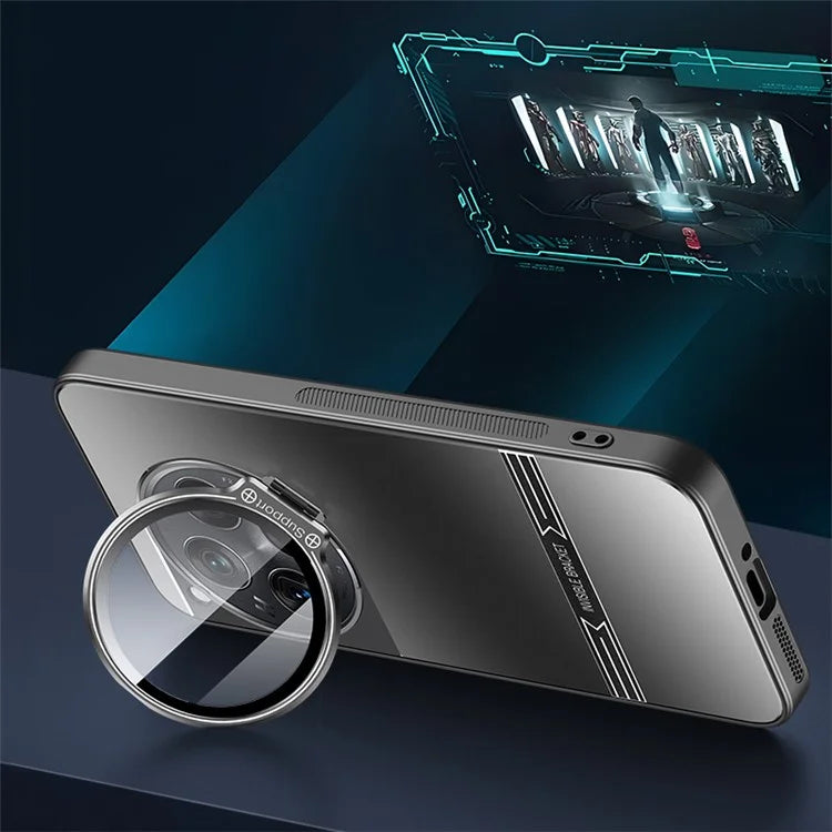 For OnePlus 12 5G Cell Phone Cases Matte PC+TPU Cover with Lens Frame Kickstand