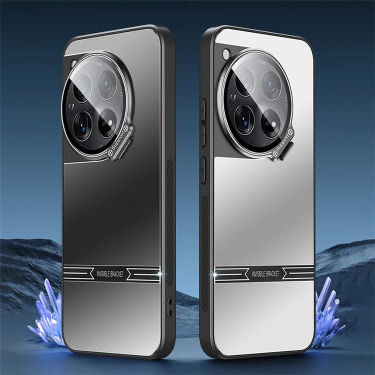 For OnePlus 12 5G Cell Phone Cases Matte PC+TPU Cover with Lens Frame Kickstand