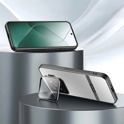 For Xiaomi 14 Matte Cell Phone Cases PC+TPU Cover with Lens Frame Kickstand
