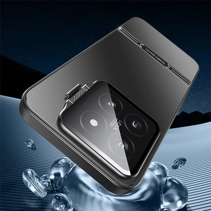 For Xiaomi 14 Matte Cell Phone Cases PC+TPU Cover with Lens Frame Kickstand