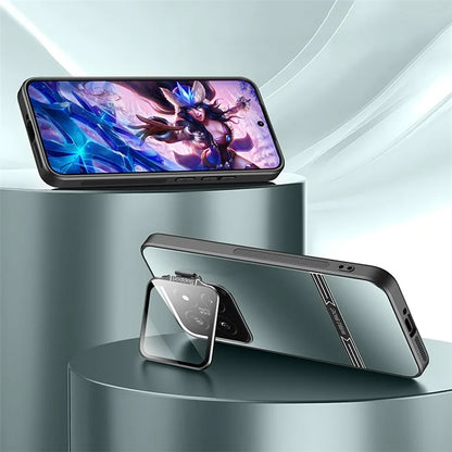 Phone Case for Xiaomi 14 Pro Matte PC+TPU Cover with Lens Frame Kickstand