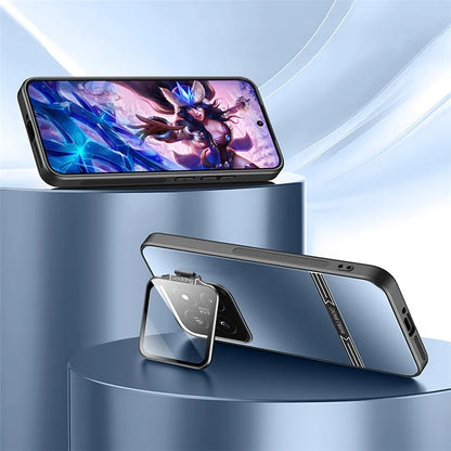 Phone Case for Xiaomi 14 Pro Matte PC+TPU Cover with Lens Frame Kickstand