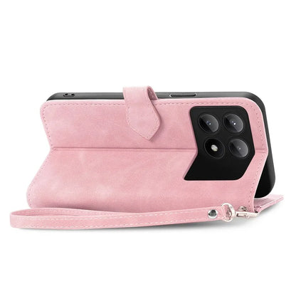For Xiaomi Redmi K70E 5G / Poco X6 Pro 5G Leather Cover Flip Phone Case Wallet Stand Zipper Design