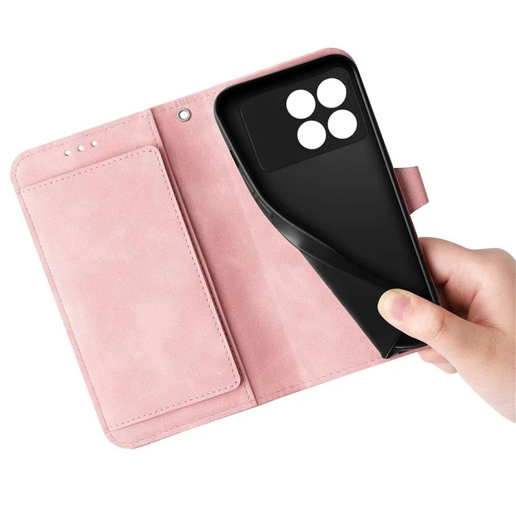 For Xiaomi Redmi K70E 5G / Poco X6 Pro 5G Leather Cover Flip Phone Case Wallet Stand Zipper Design