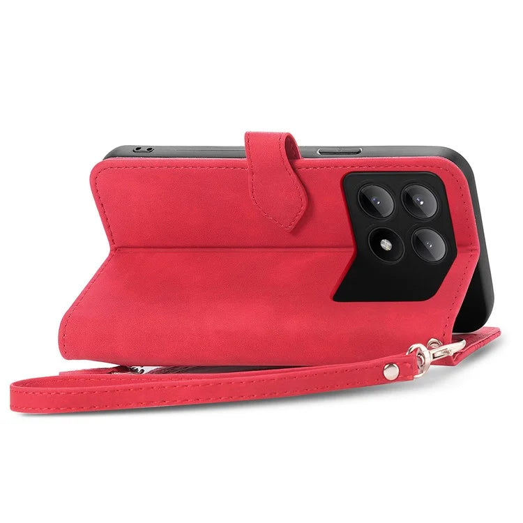 For Xiaomi Redmi K70E 5G/Poco X6 Pro 5G Leather Cover Flip Phone Case Wallet Stand Zipper Design
