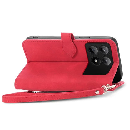 For Xiaomi Redmi K70E 5G/Poco X6 Pro 5G Leather Cover Flip Phone Case Wallet Stand Zipper Design