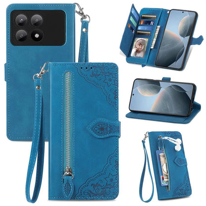 For Xiaomi Redmi K70E 5G/Poco X6 Pro 5G Leather Cover Flip Phone Case Wallet Stand Zipper Design