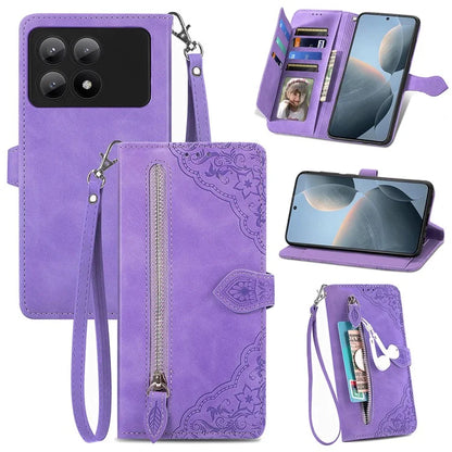 For Xiaomi Redmi K70E 5G/Poco X6 Pro 5G Leather Cover Flip Phone Case Wallet Stand Zipper Design