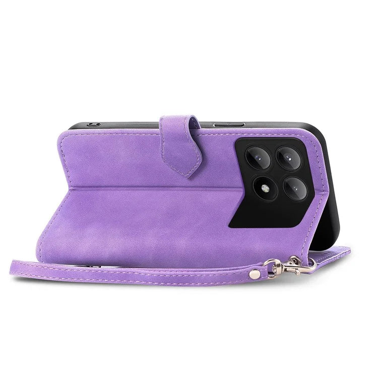 For Xiaomi Redmi K70E 5G/Poco X6 Pro 5G Leather Cover Flip Phone Case Wallet Stand Zipper Design