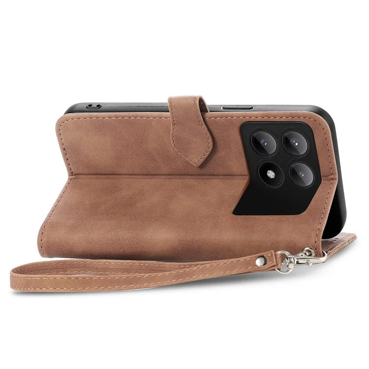 For Xiaomi Redmi K70E 5G/Poco X6 Pro 5G Leather Cover Flip Phone Case Wallet Stand Zipper Design