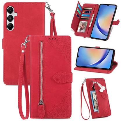 For Samsung Galaxy A15 4G / A15 5G Case Flower Imprinted Anti-Drop Leather Flip Phone Cover