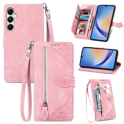 For Samsung Galaxy A15 4G / A15 5G Case Flower Imprinted Anti-Drop Leather Flip Phone Cover