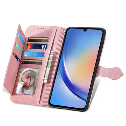 For Samsung Galaxy A15 4G / A15 5G Case Flower Imprinted Anti-Drop Leather Flip Phone Cover