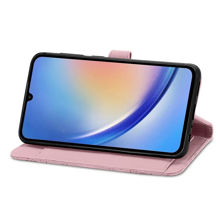 For Samsung Galaxy A15 4G / A15 5G Case Flower Imprinted Anti-Drop Leather Flip Phone Cover
