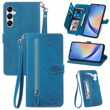 For Samsung Galaxy A15 4G / A15 5G Case Flower Imprinted Anti-Drop Leather Flip Phone Cover